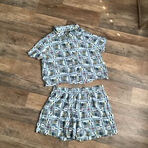 Stranger Things Geometric Patterned Shirt and Shorts Set